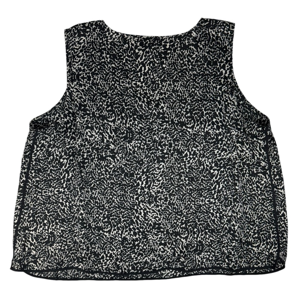 Lane Bryant Sleeveless Blouse Plus 22 Shirt Leopard Animal V-Neck High Low‎ B/W - Picture 6 of 15